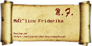 Málics Friderika névjegykártya